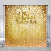 Aperturee - Aperturee Gold Glitter Custom Name Birthday Bash Backdrop